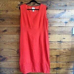 Sherry Taylor Collections red linen midi dress size Large